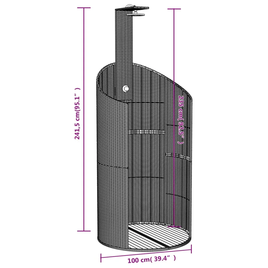 Douche d'extérieur gris 100x100x241,5 cm poly rotin bois acacia - 11