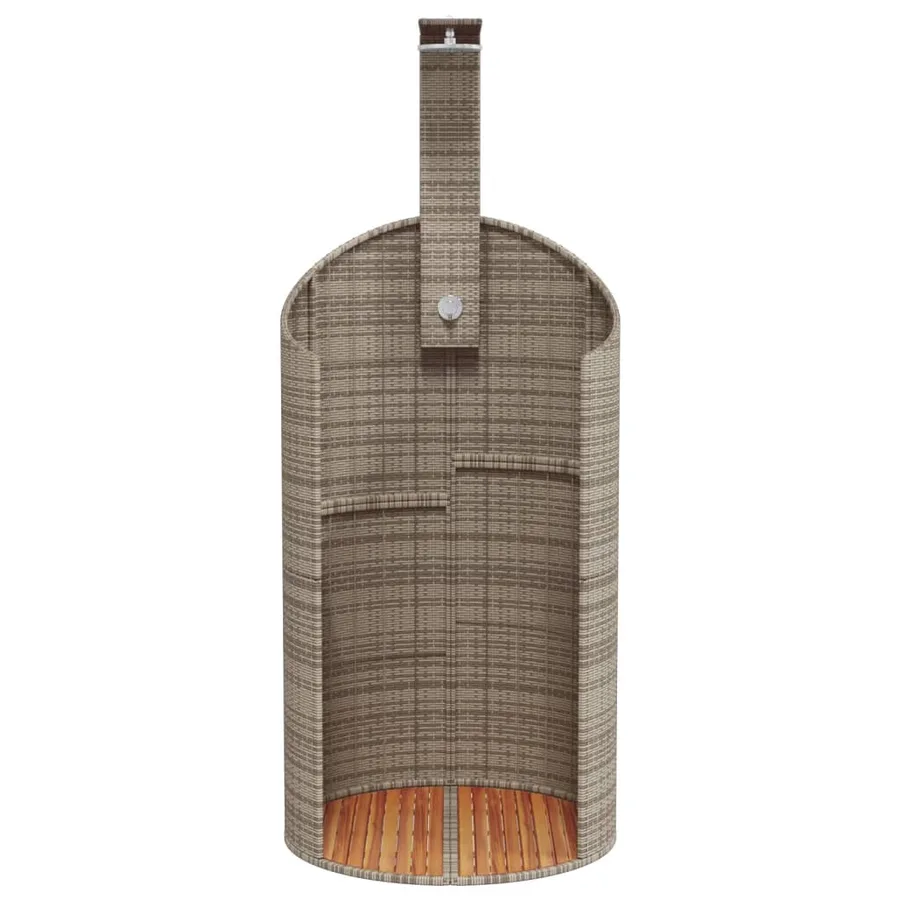 Douche d'extérieur gris 100x100x241,5 cm poly rotin bois acacia - 5