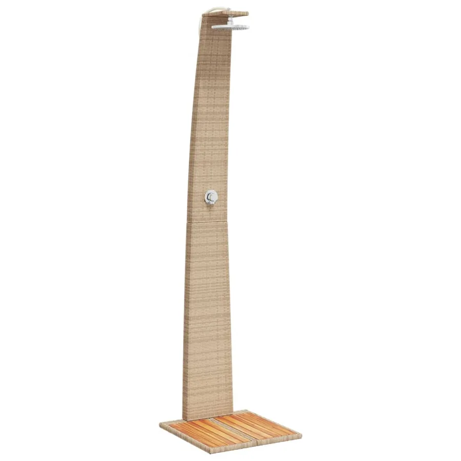 Douche d'extérieur beige 55x60x224cm résine tressée bois acacia - 2