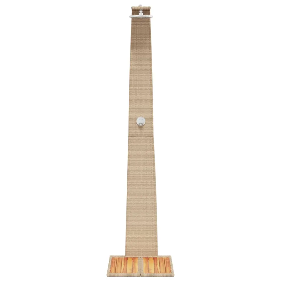 Douche d'extérieur beige 55x60x224cm résine tressée bois acacia - 5