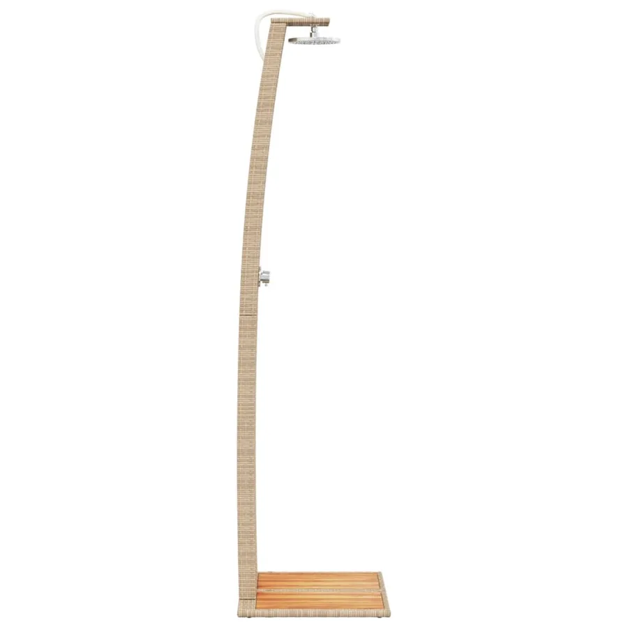 Douche d'extérieur beige 55x60x224cm résine tressée bois acacia - 6