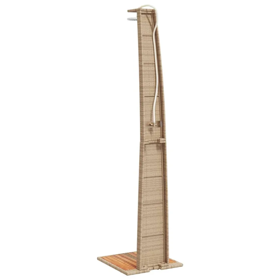 Douche d'extérieur beige 55x60x224cm résine tressée bois acacia - 7