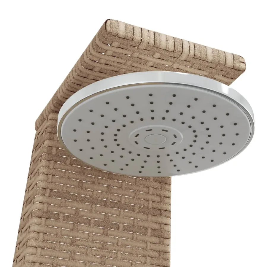 Douche d'extérieur beige 55x60x224cm résine tressée bois acacia - 9