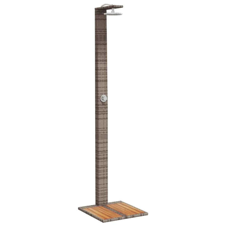 Douche d'extérieur gris 50x55x224 cm résine tressée bois acacia - 2