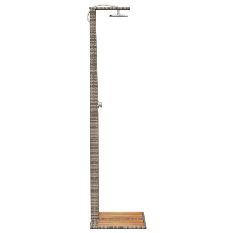 Douche d'extérieur gris 50x55x224 cm résine tressée bois acacia - 6