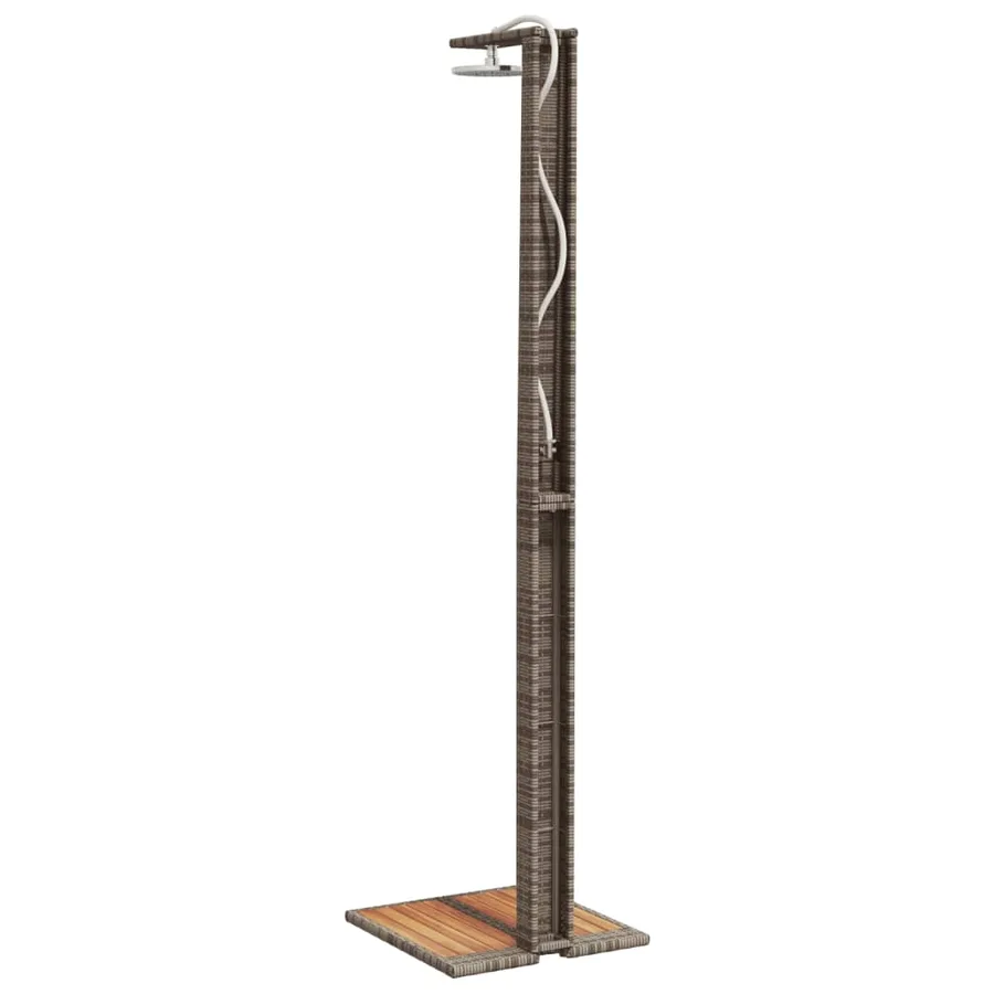 Douche d'extérieur gris 50x55x224 cm résine tressée bois acacia - 7