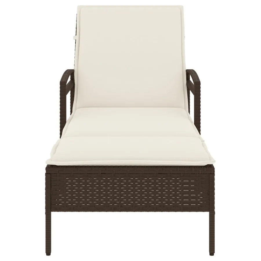 Chaise longue avec coussin marron 63x200x81 cm résine tressée - 4