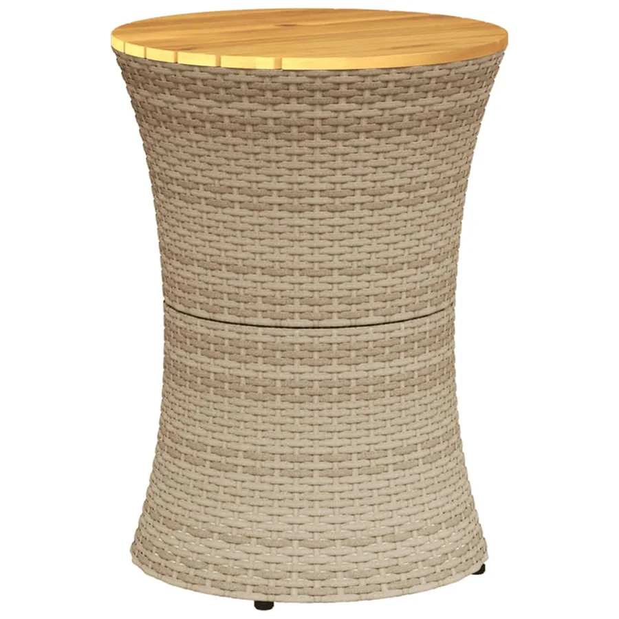 Table d'appoint de jardin forme tambour beige rotin bois massif - 6