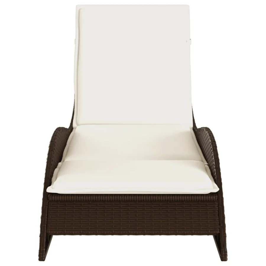 Chaise longue avec coussin marron 60x205x73 cm résine tressée - 4