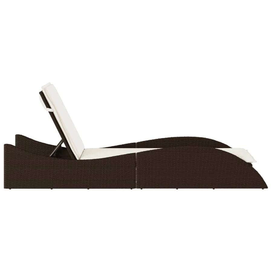 Chaise longue avec coussin marron 60x205x73 cm résine tressée - 5