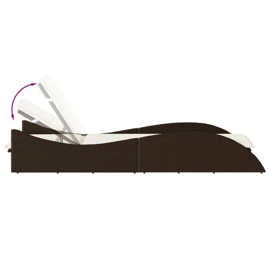 Chaise longue avec coussin marron 60x205x73 cm résine tressée - 7