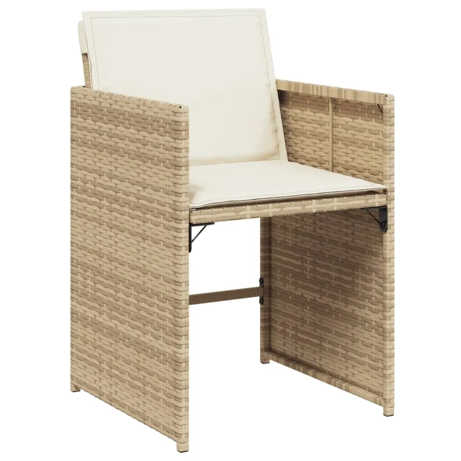 Chaises de jardin avec coussins lot de 4 beige résine tressée - 4