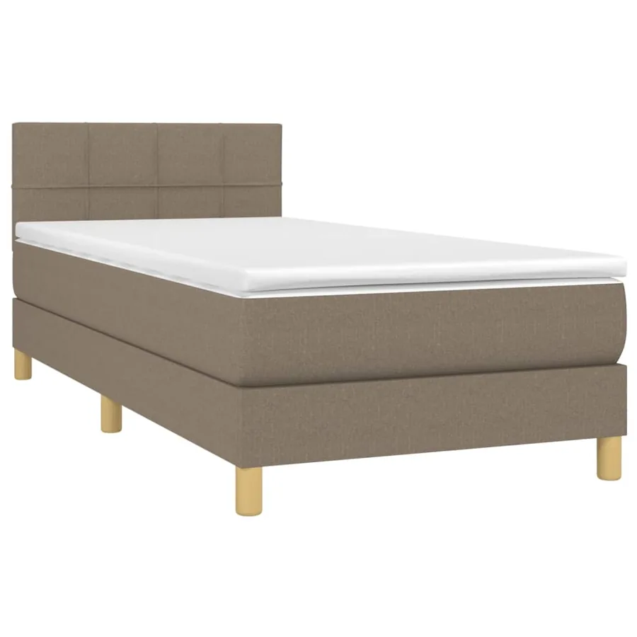 Sommier à lattes de lit avec matelas LED Taupe 90x200 cm Tissu - 3