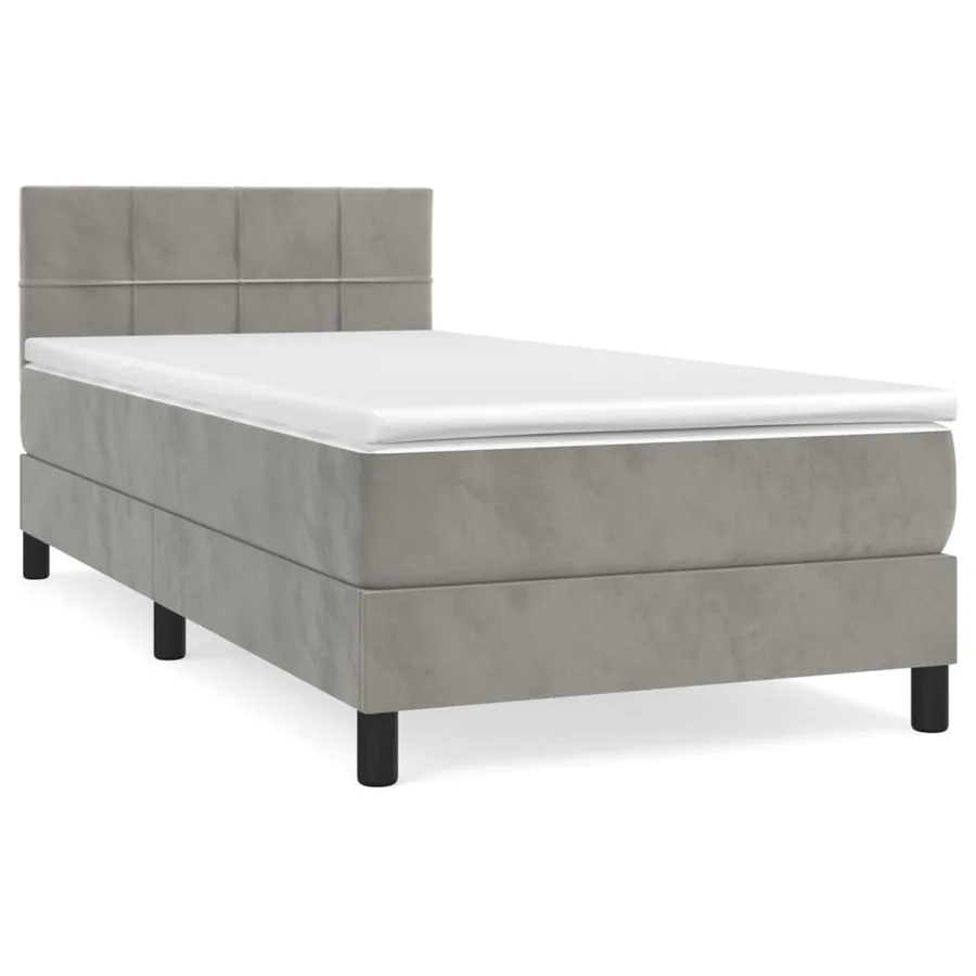 Sommier à lattes de lit et matelas Gris clair 100x200cm Velours - 2