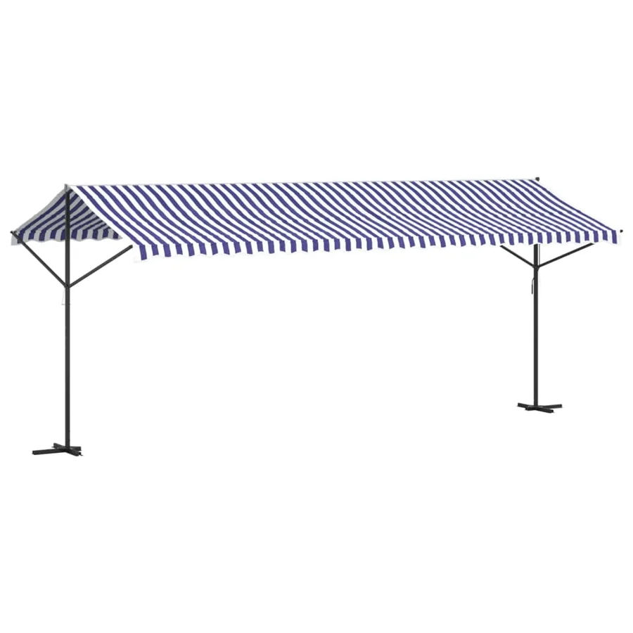 Auvent autoportant bleu et blanc 600x300 cm tissu et acier - 5