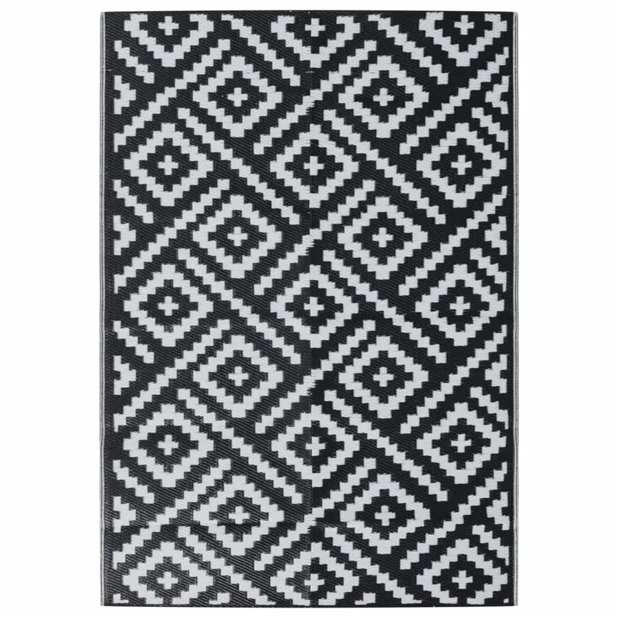 Tapis d'extérieur ARAKIL blanc et noir 140 x 200 cm PP - 2