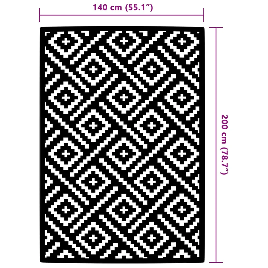 Tapis d'extérieur ARAKIL blanc et noir 140 x 200 cm PP - 6