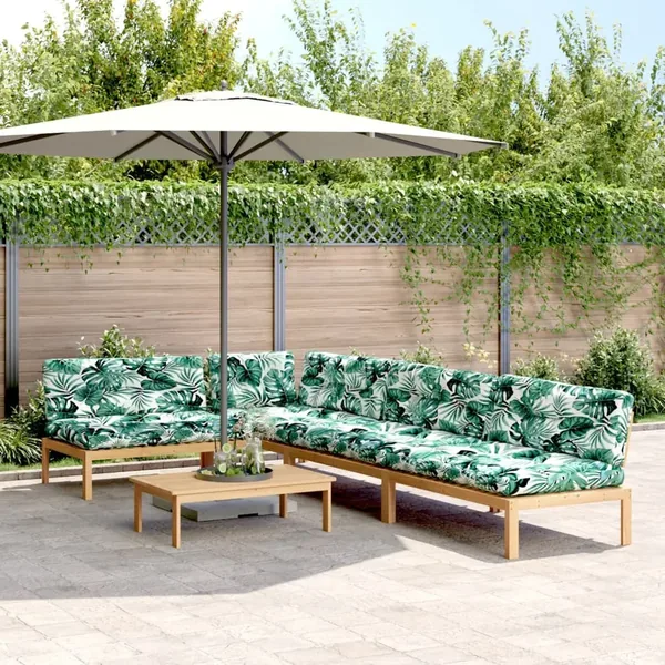 Salon palette de jardin avec coussins 5pcs bois d'acacia massif