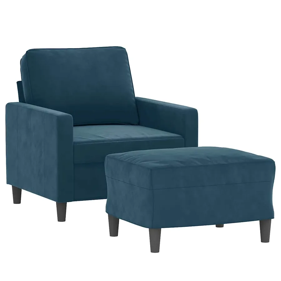 Fauteuil avec repose-pied Bleu 60 cm Velours - 3