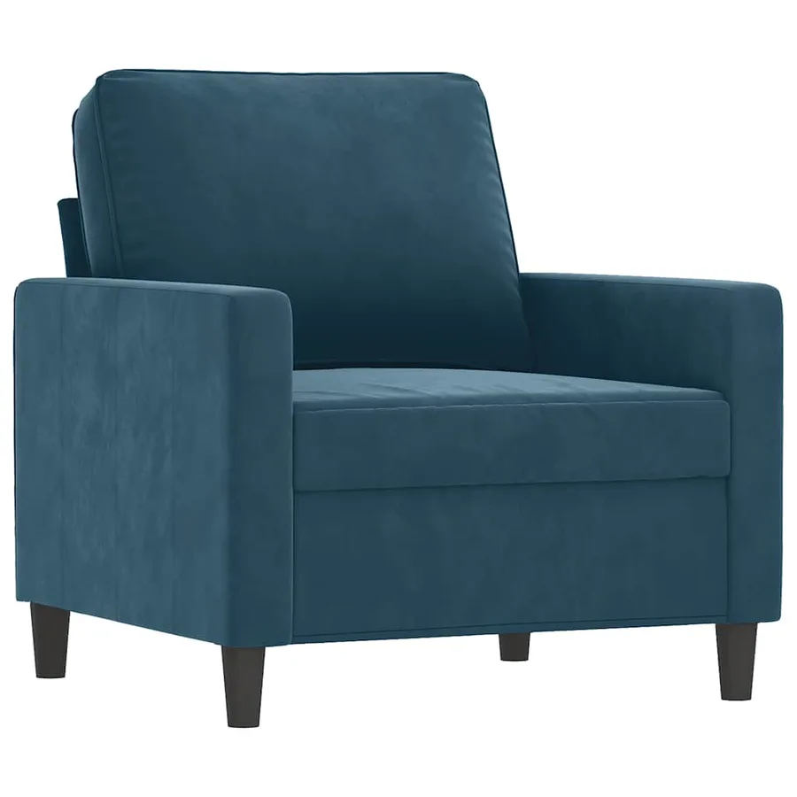 Fauteuil avec repose-pied Bleu 60 cm Velours - 4