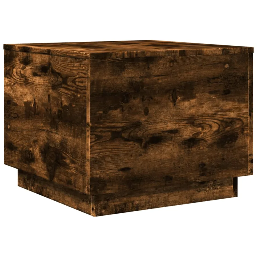 Table basse avec lumières LED chêne fumé 50x50x40 cm - 3