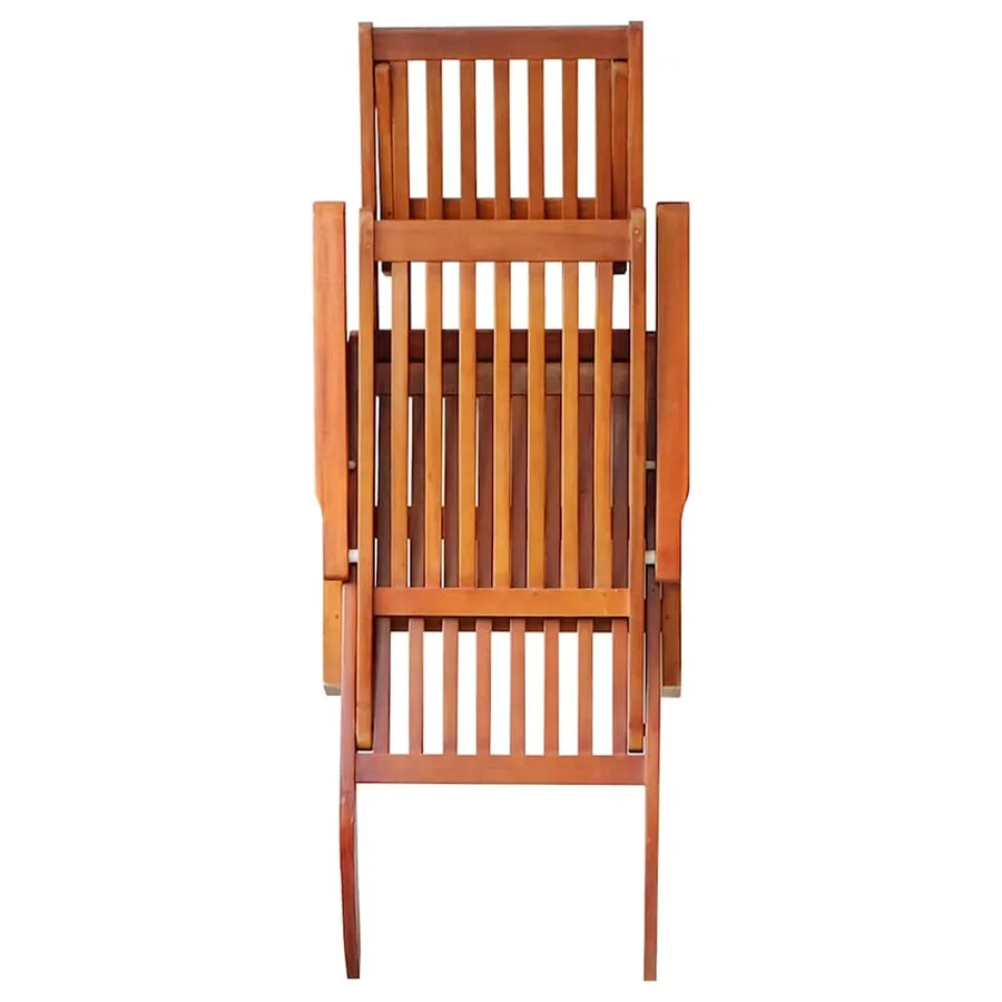 Chaise longue d'extérieur repose-pied et coussin Acacia solide - 4