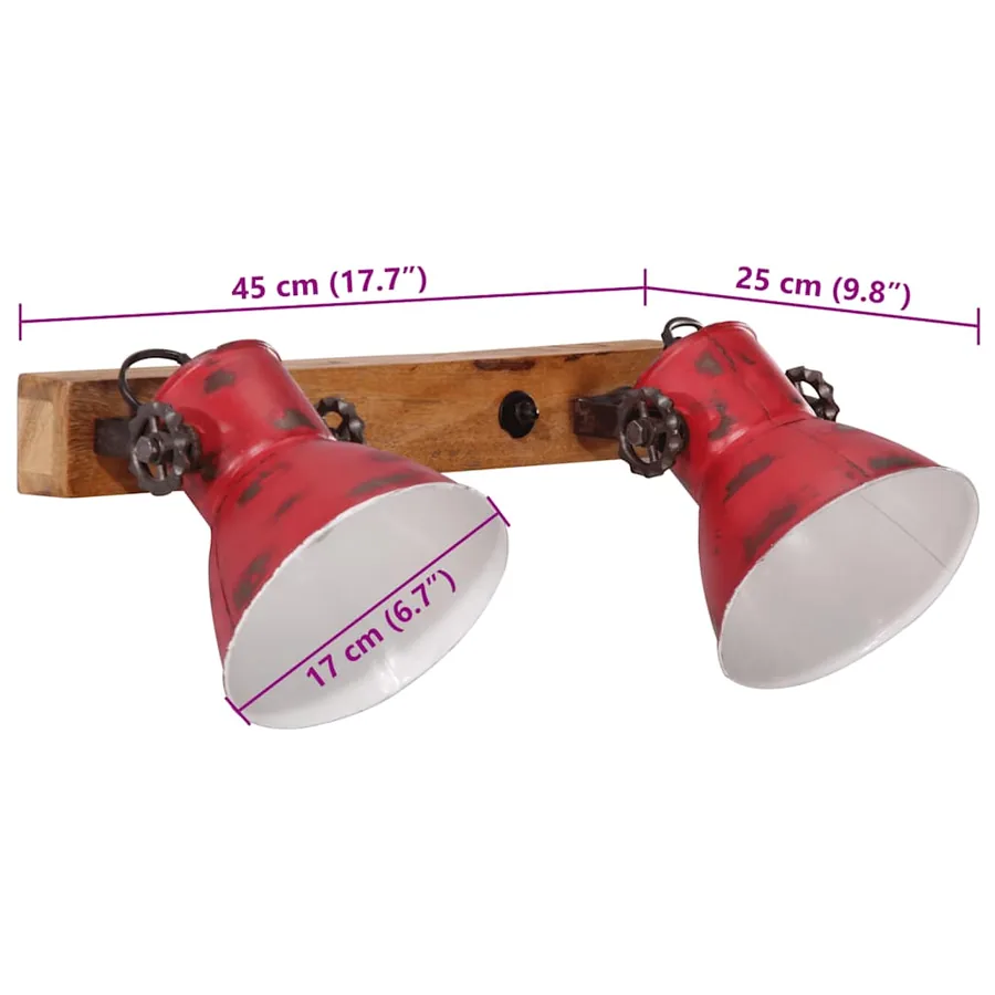 Lampe murale 25 W rouge délavé 45x25 cm E27 - 8