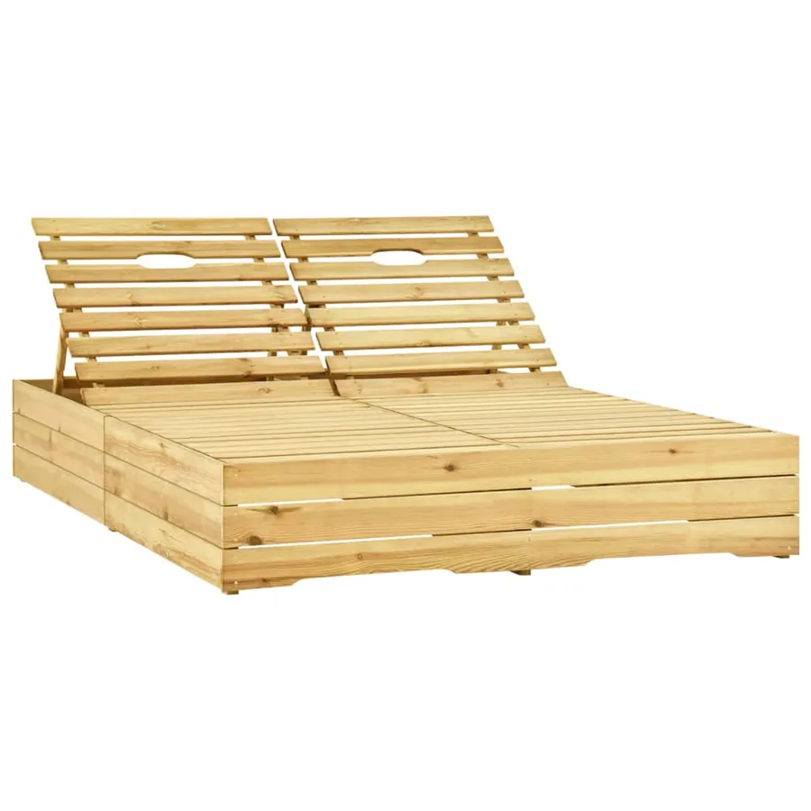 Chaise longue double et coussins rouge Bois de pin imprégné - 2