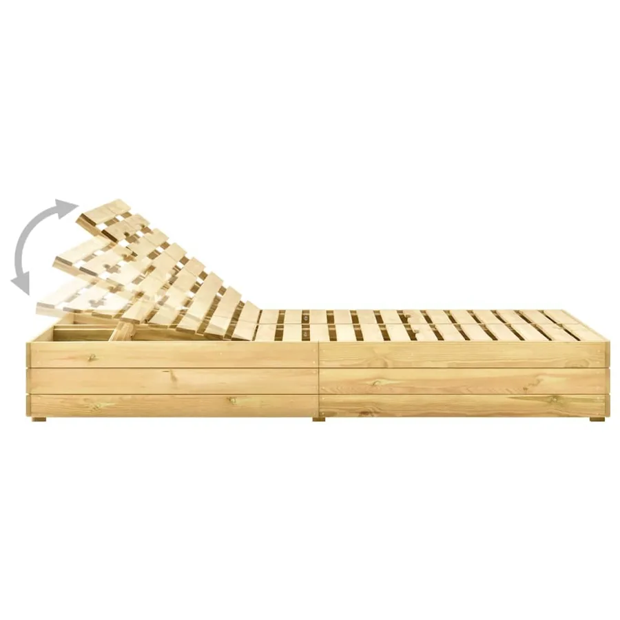 Chaise longue double et coussins rouge Bois de pin imprégné - 3