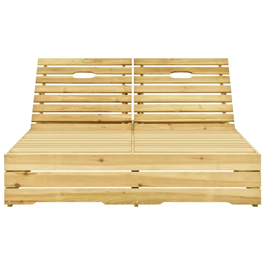 Chaise longue double et coussins rouge Bois de pin imprégné - 4