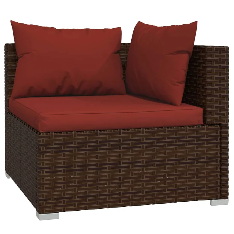 Salon de jardin 12 pcs avec coussins Marron Résine tressée - 3