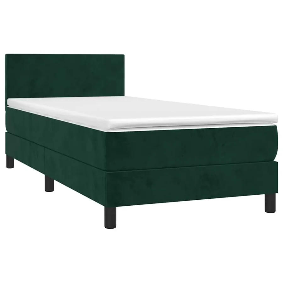 Sommier à lattes de lit avec matelas et LED Vert foncé 80x200cm - 3