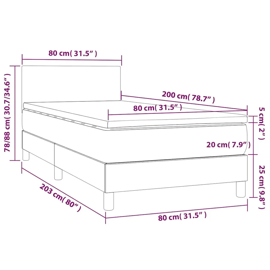 Sommier à lattes de lit avec matelas et LED Vert foncé 80x200cm - 9