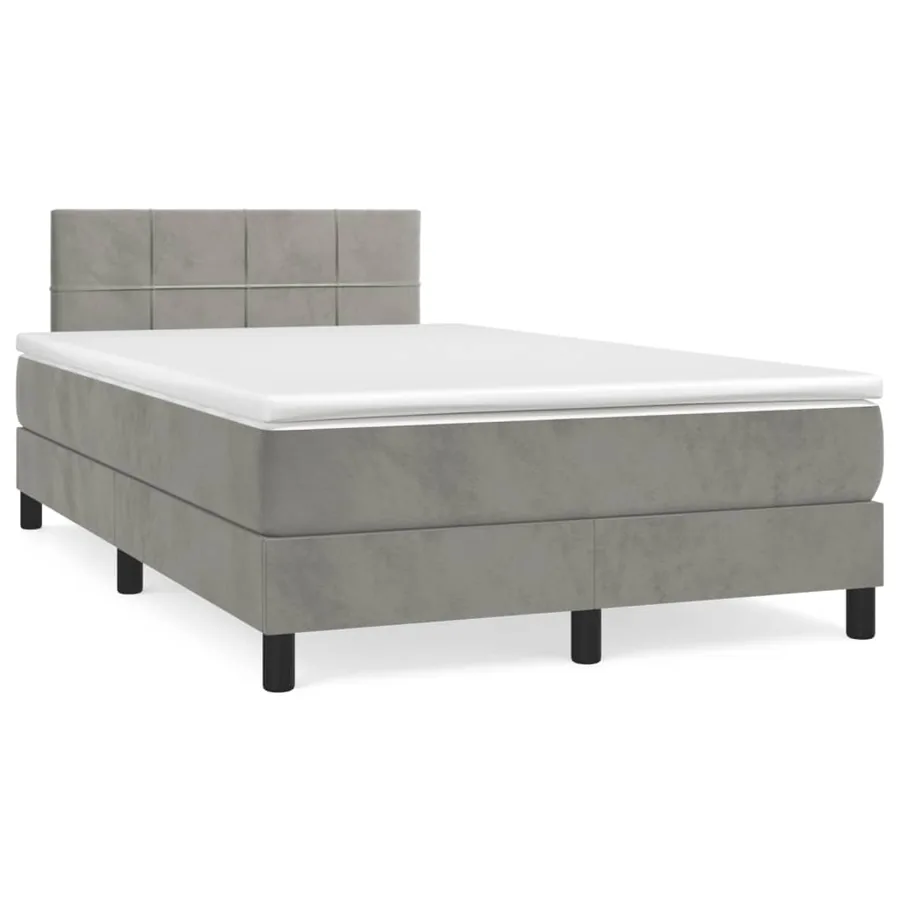 Sommier à lattes de lit et matelas Gris clair 120x200cm Velours - 2