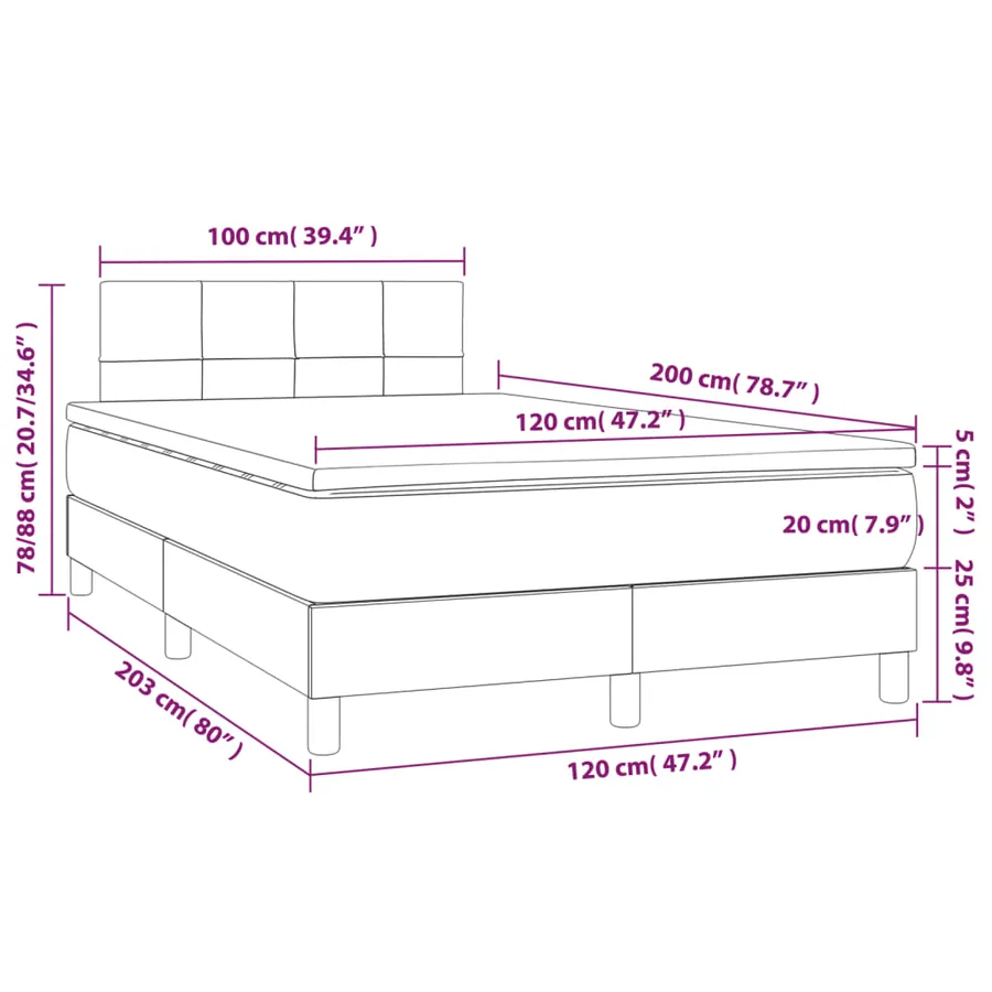 Sommier à lattes de lit et matelas Gris clair 120x200cm Velours - 7