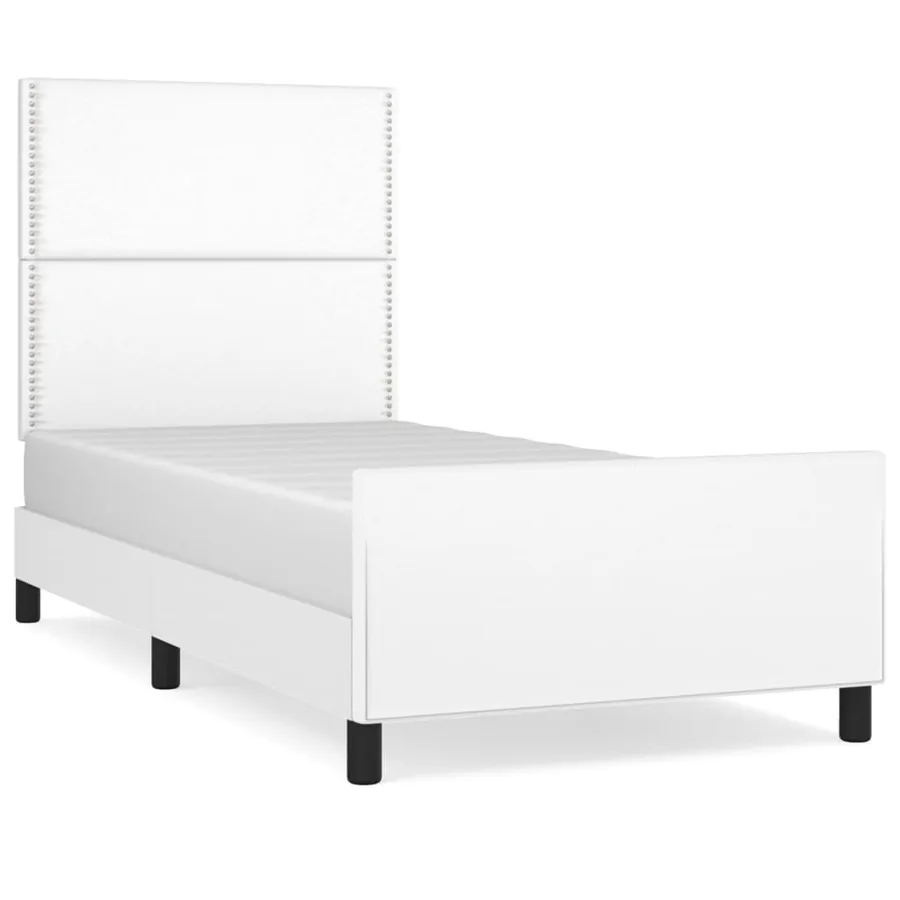 Cadre de lit sans matelas blanc 100x200 cm similicuir - 2