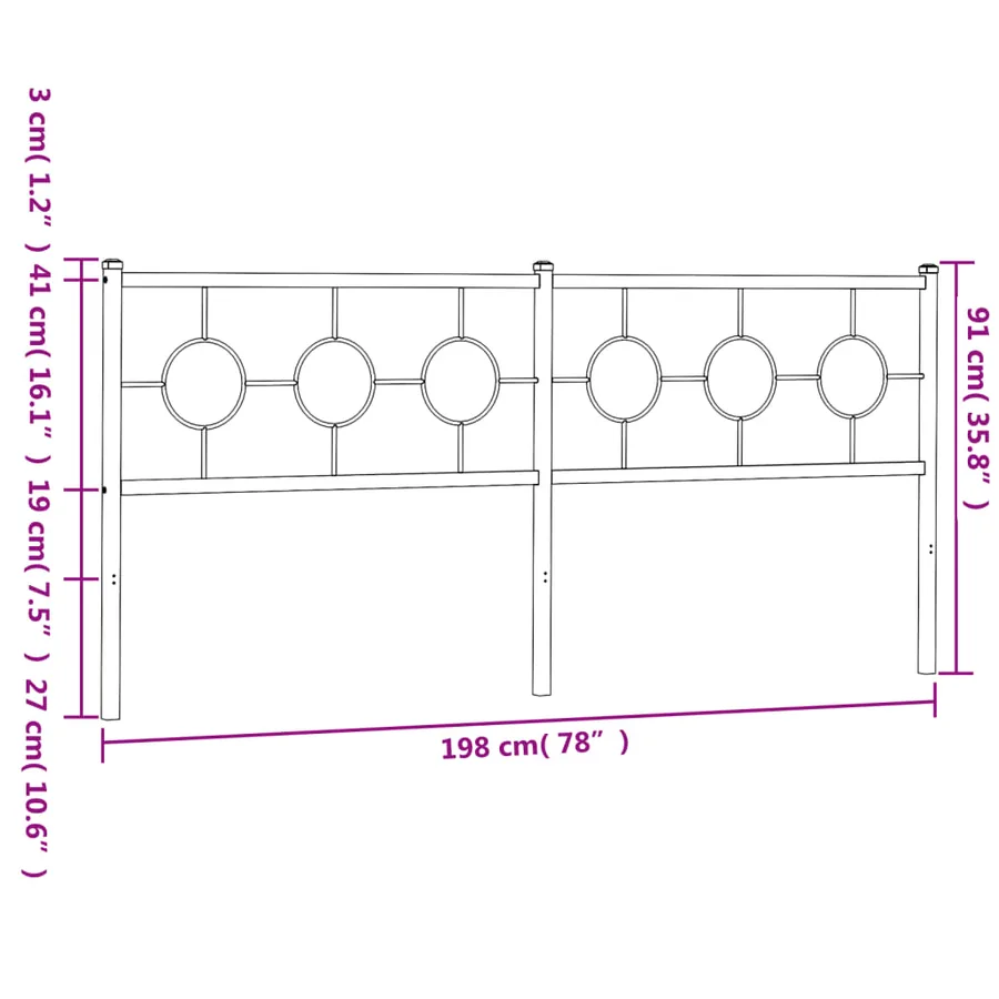Tête de lit de remplacement métal noir 193 cm - 7