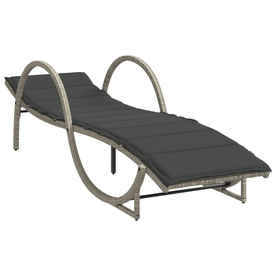Chaises longues lot de 2 et coussins gris clair résine tressée - 3