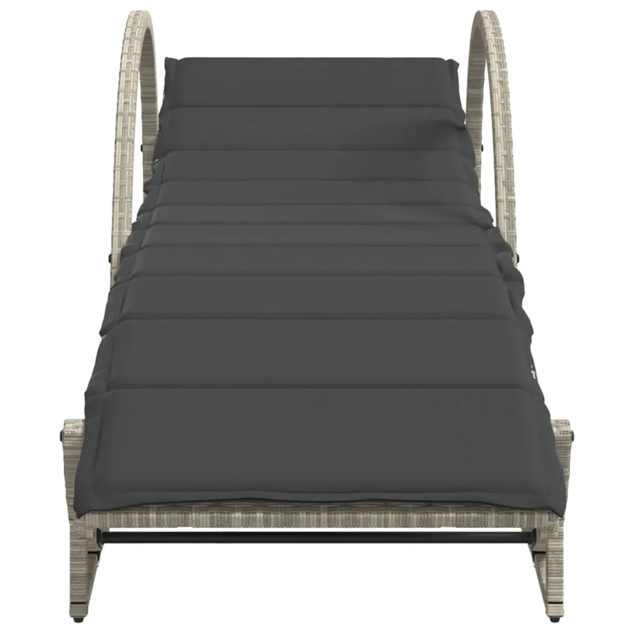 Chaises longues lot de 2 et coussins gris clair résine tressée - 4