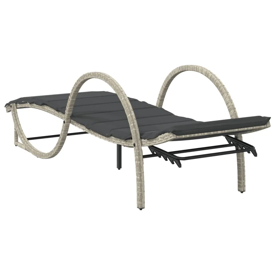 Chaises longues lot de 2 et coussins gris clair résine tressée - 6