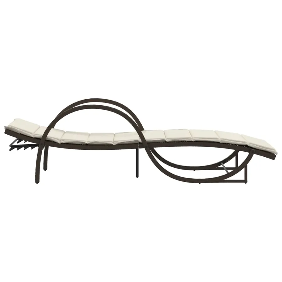 Chaise longue avec coussin marron 60x199x42 cm résine tressée - 5