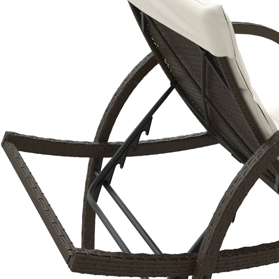 Chaise longue avec coussin marron 60x199x42 cm résine tressée - 8