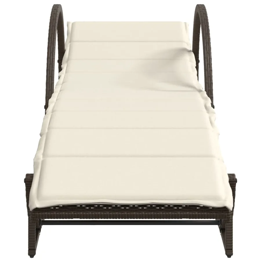 Chaises longues lot de 2 avec table marron résine tressée - 5