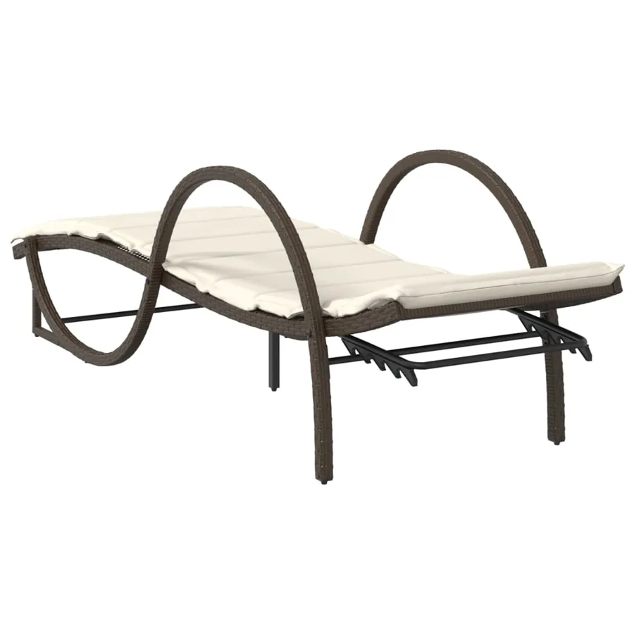 Chaises longues lot de 2 avec table marron résine tressée - 7