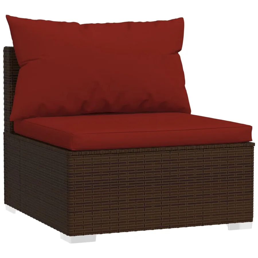 Salon de jardin 7 pcs avec coussins Résine tressée Marron - 3
