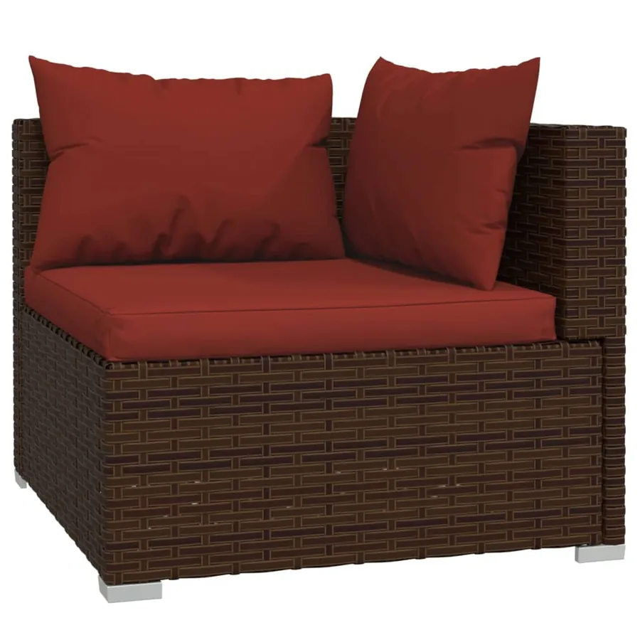 Salon de jardin 7 pcs avec coussins Résine tressée Marron - 5