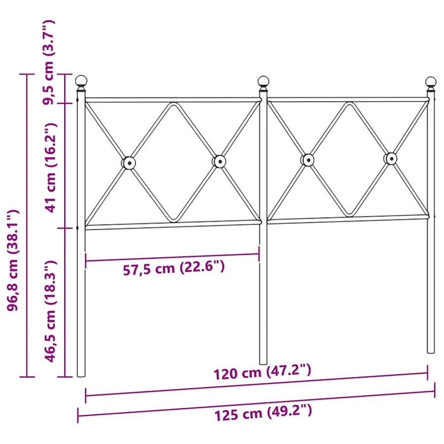 Tête de lit de remplacement métal noir 120 cm - 6