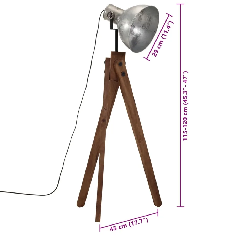 Lampadaire 25 W argent vintage 45x45x120 cm E27 - 11