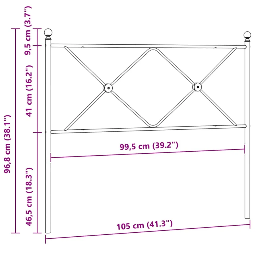 Tête de lit de remplacement métal noir 100 cm - 6
