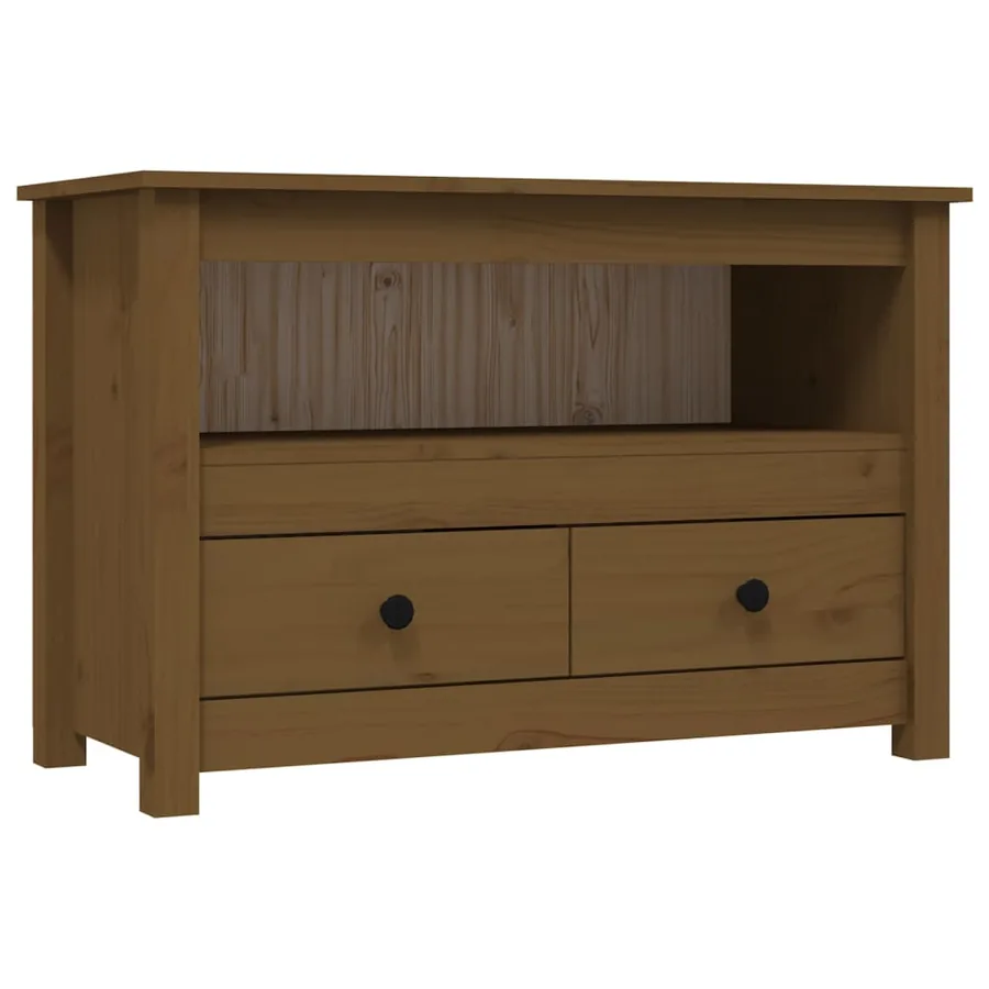 Meuble TV Marron miel 79x35x52 cm Bois de pin massif - 2